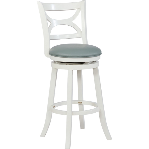 Sawyer Bar Stool in Cream Wood with Light Blue Leatherette